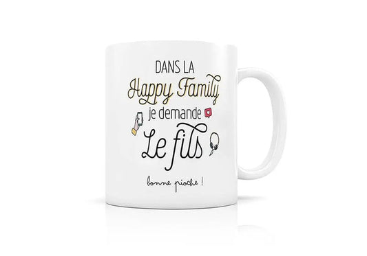 Tasse en porcelaine Créabisontine pour Label Tour, Happy Family - le Fils