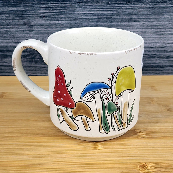 Mushroom Botanical Morel Coffee Mug Red Yellow Ceramic 18oz Tea Cup Blue Sky