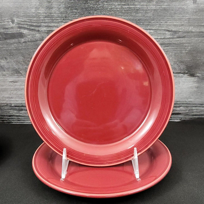 Nancy Calhoun Salad Plate Raspberry Red Set of 2 Ceramic Stoneware Round 8"