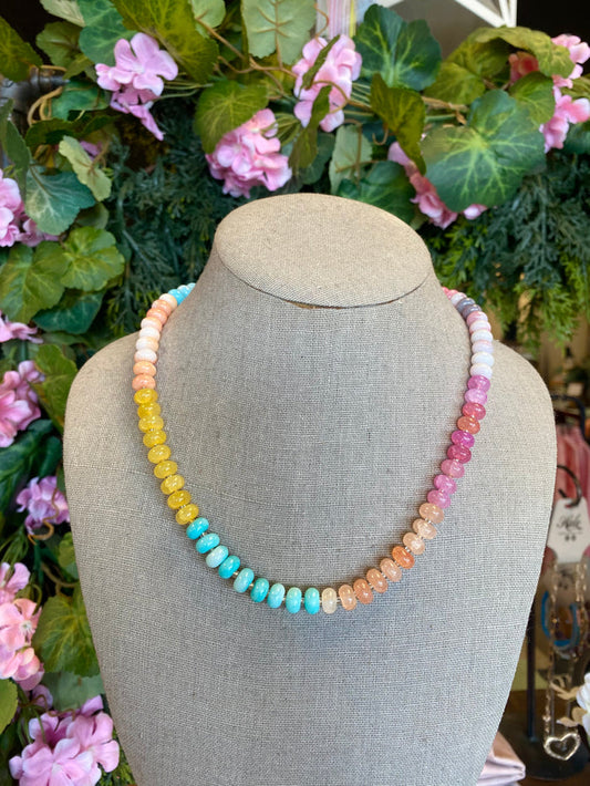 Natural Stone Semi-Precious Glass Mix-Color Necklace