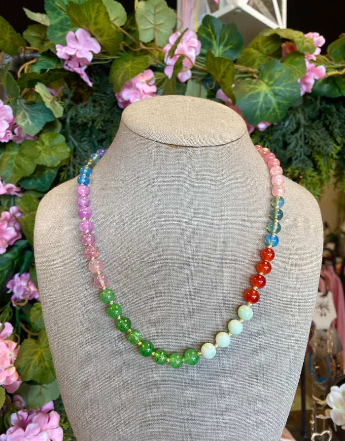 Natural Stone Semi-Precious Glass Mix-Color Necklace