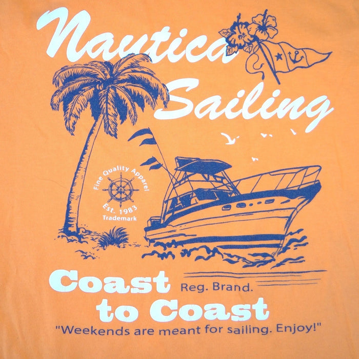Nautica Sailing Graphic T Shirt Mens XL Orange Coast to Coast Cotton Crewneck3