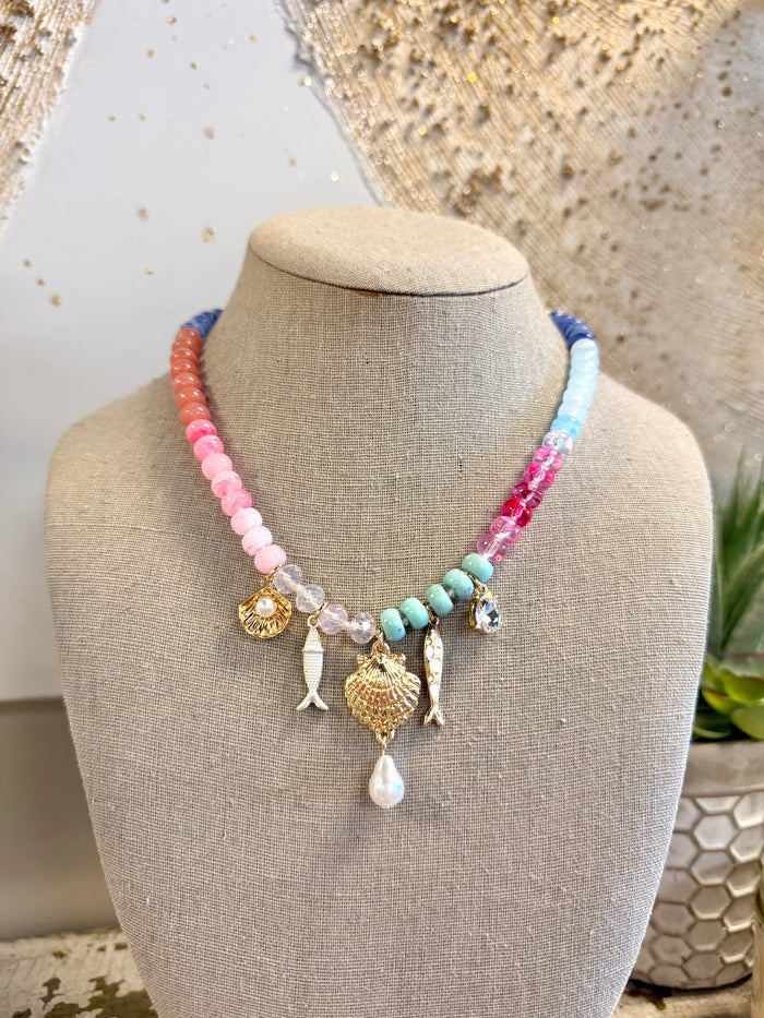 Nautical Multi-Color Beaded Charm Necklace