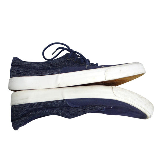 Navy Blue Canvas Low Top Sneakers Mens Size 12 Lace Up Mixed Texture0