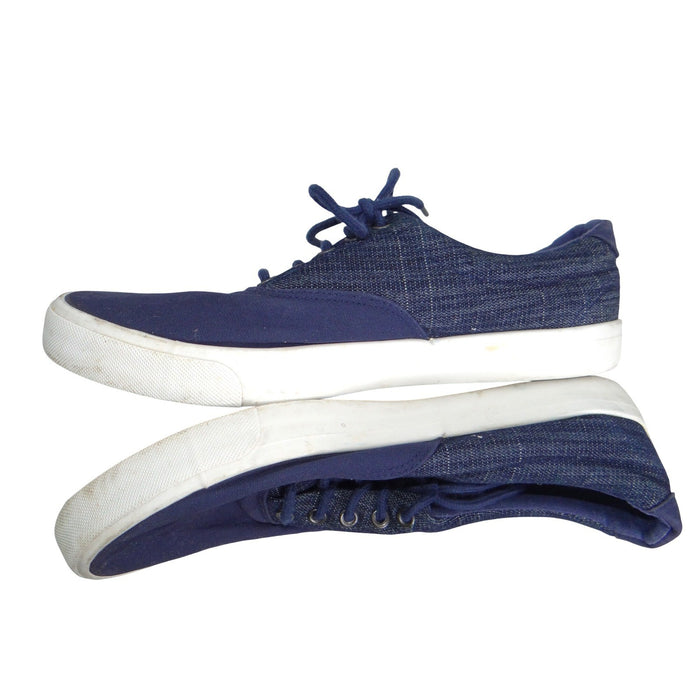 Navy Blue Canvas Low Top Sneakers Mens Size 12 Lace Up Mixed Texture1