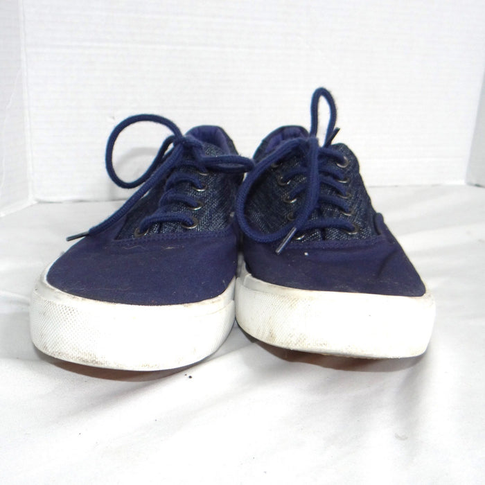 Navy Blue Canvas Low Top Sneakers Mens Size 12 Lace Up Mixed Texture3