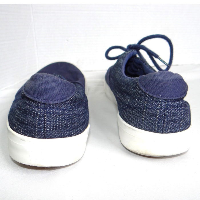 Navy Blue Canvas Low Top Sneakers Mens Size 12 Lace Up Mixed Texture4