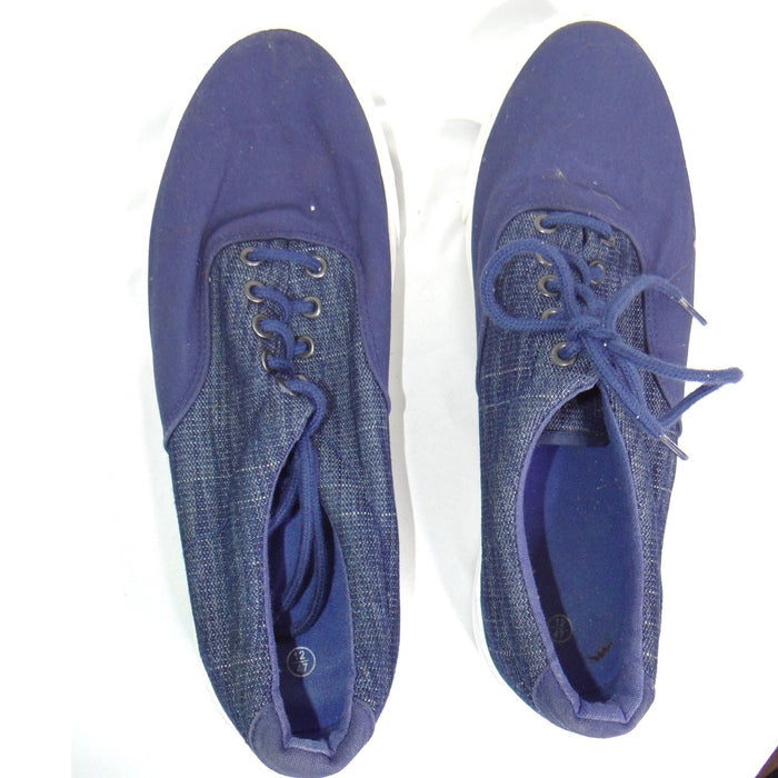 Navy Blue Canvas Low Top Sneakers Mens Size 12 Lace Up Mixed Texture5