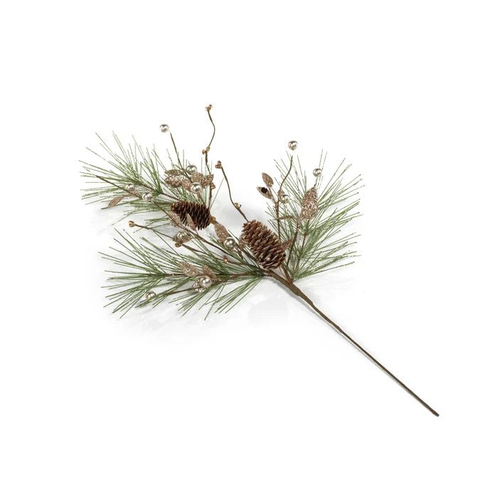 NEEDLE PINE TREE WITH GLITTER BRAND,  MED