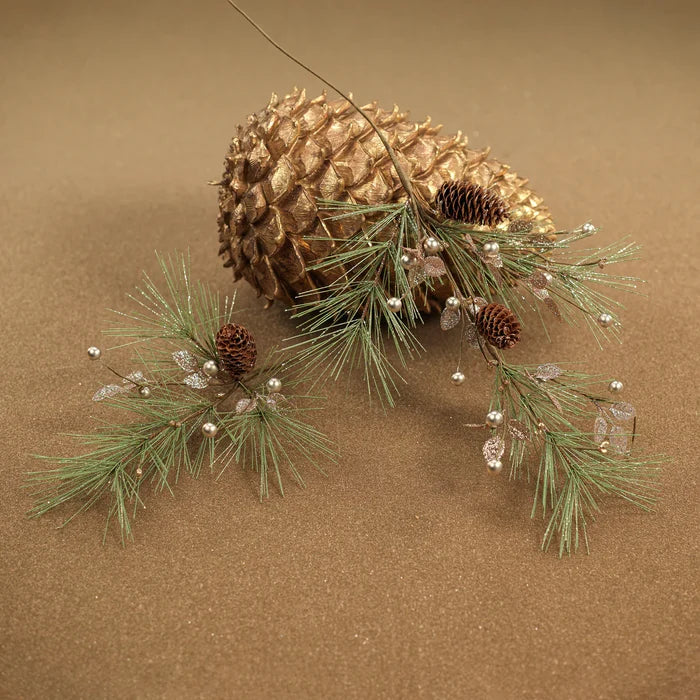 NEEDLE PINE TREE WITH GLITTER BRAND,  MED