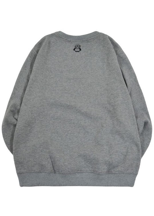 Neon Genesis Evangelion Chibi Characters Pullover in grey with Eva squad chibi characters graphic on anime rave festival pullover — back view