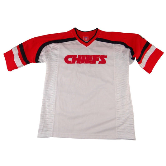 NFL Kansas City Chiefs Jersey White Red Mesh V Neck Youth Large 16/180