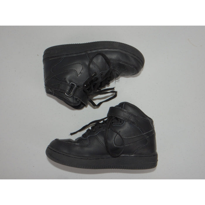 Nike Air Force 1 Mid Triple Black Leather Sneakers Mid Top Shoes 315123 0011