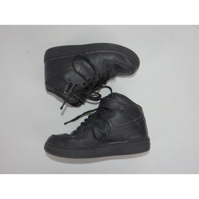 Nike Air Force 1 Mid Triple Black Leather Sneakers Mid Top Shoes 315123 0014