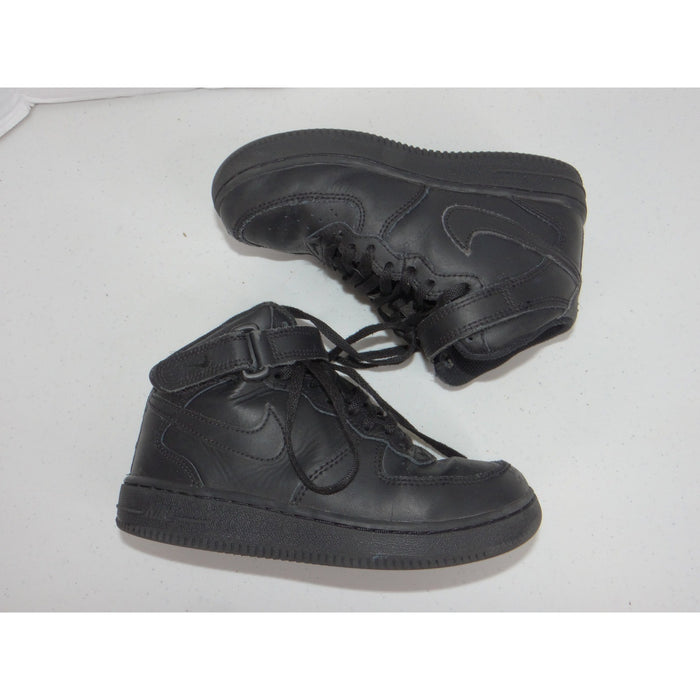 Nike Air Force 1 Mid Triple Black Leather Sneakers Mid Top Shoes 315123 0015