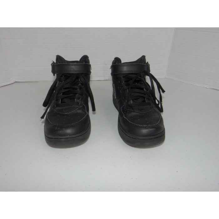 Nike Air Force 1 Mid Triple Black Leather Sneakers Mid Top Shoes 315123 0016