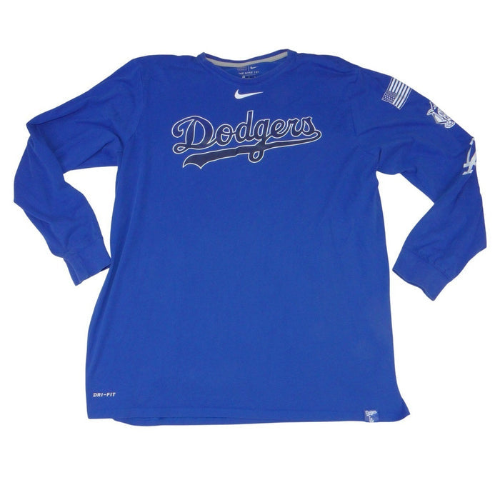 Nike Los Angeles Dodgers MLB Dri FIT Long Sleeve Shirt Blue Mens XL 39920