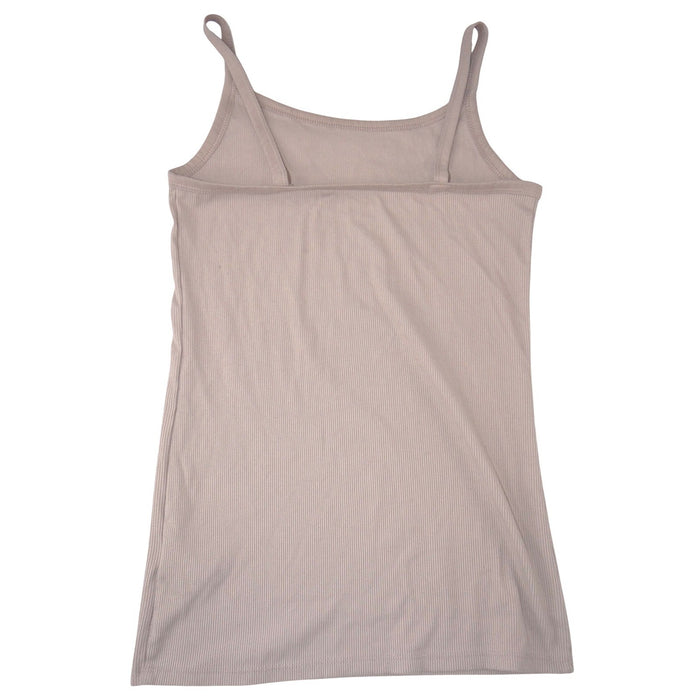 No Boundaries Ribbed Camisole Tank Top Tan Taupe Medium 7 9 Sleeveless Scoop2