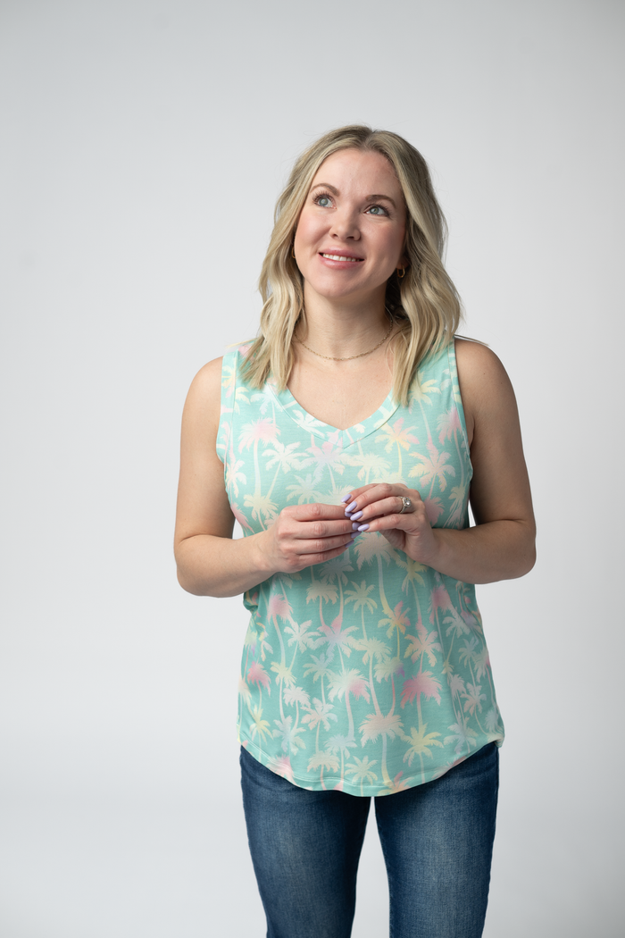 Noelle Tank - Aqua Palm