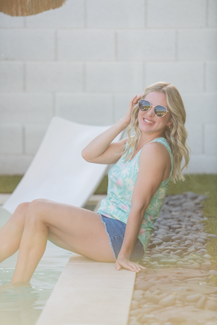 Noelle Tank - Aqua Palm