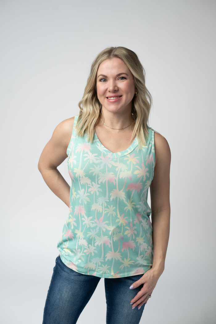 Noelle Tank - Aqua Palm