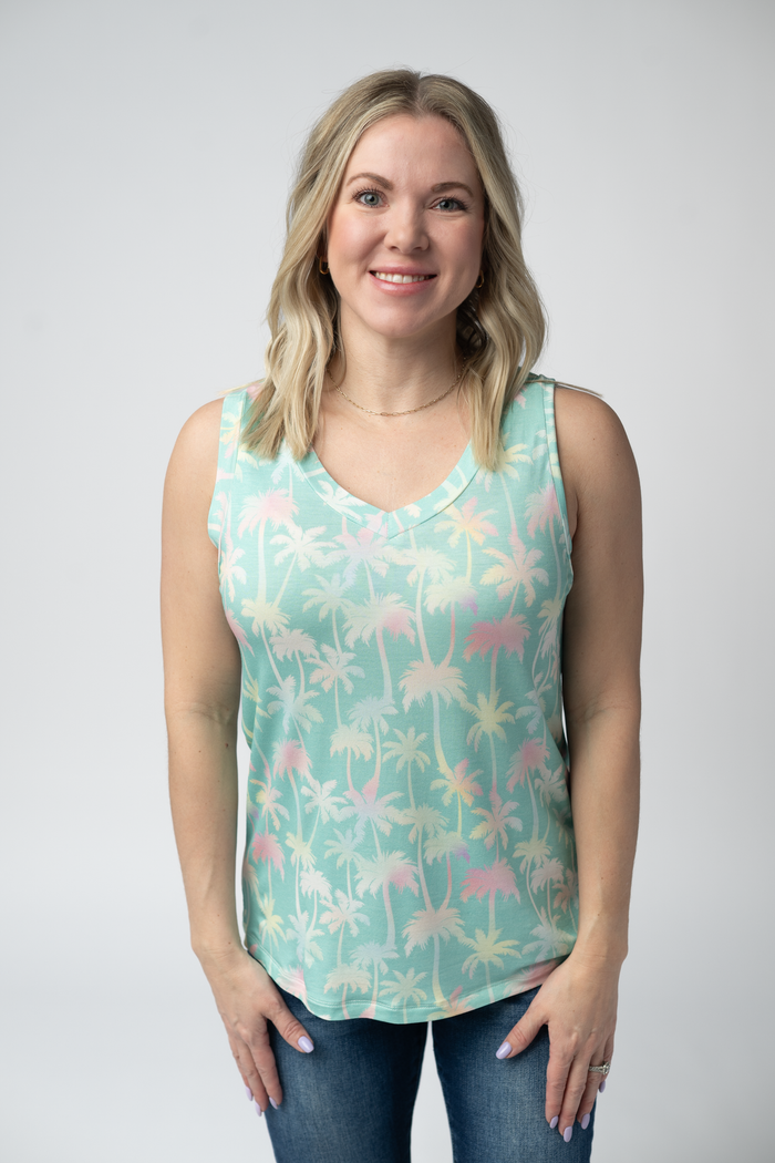 Noelle Tank - Aqua Palm