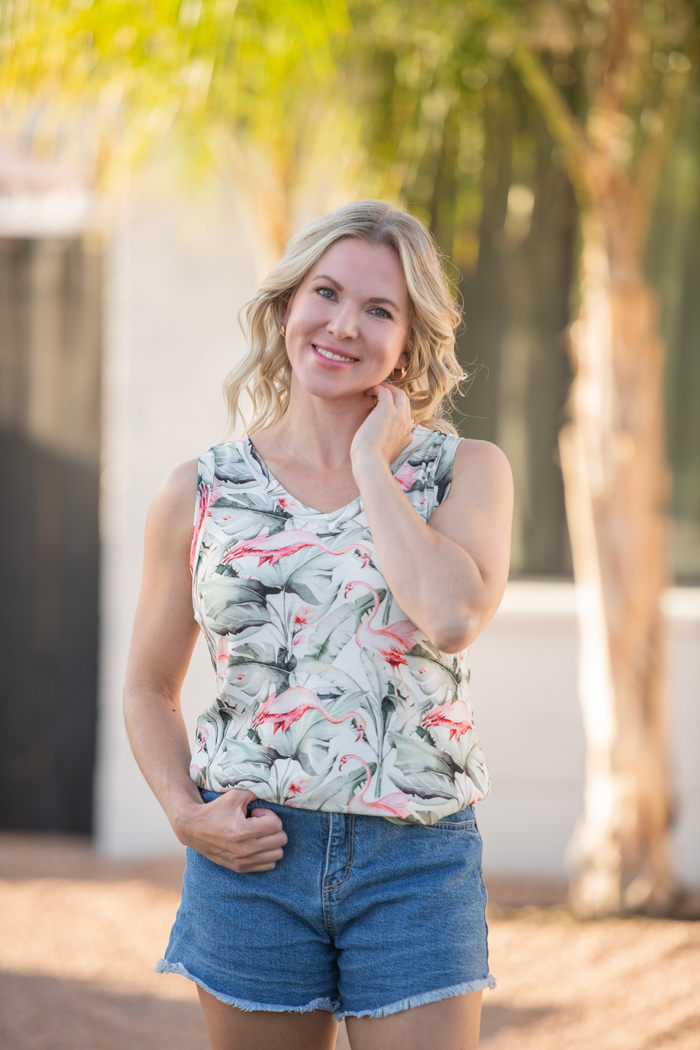 Noelle Tank - Flamingos
