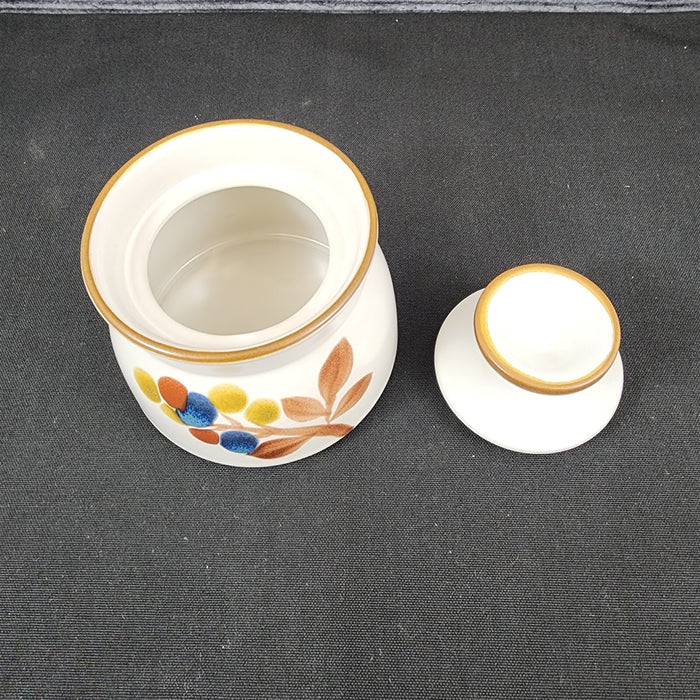 Noritake October Fest Sugar Bowl Stoneware Brown Blue Yellow Floral