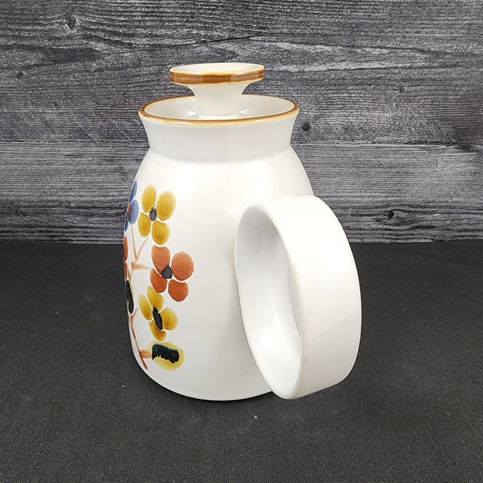Noritake October Fest Teapot Stoneware Brown Blue Yellow Floral Tea Pot