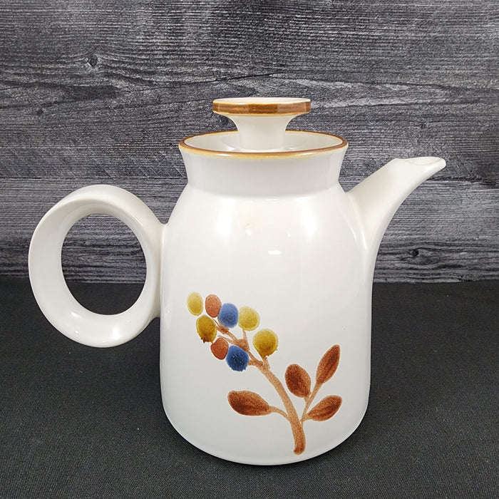 Noritake October Fest Teapot Stoneware Brown Blue Yellow Floral Tea Pot