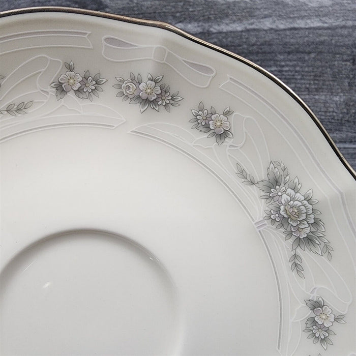 Noritake Southern Lace Saucer Set of 3 Ivory Flower Ribbons Vintage Ceramic 7301