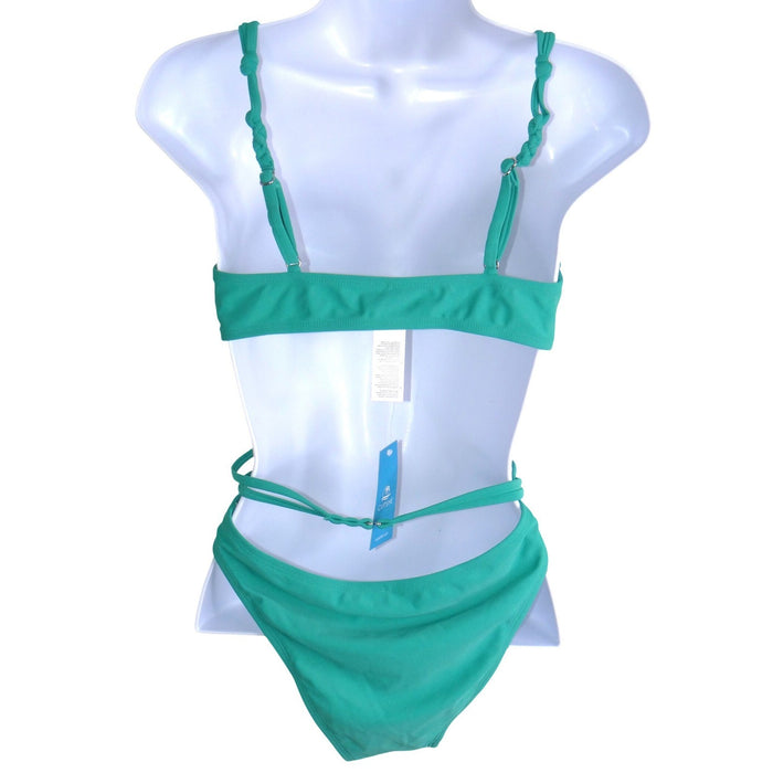 NWT Cupshe Teal Green Ring Detail Braided Wrap Bikini Set Size M2