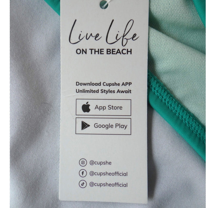 NWT Cupshe Teal Green Ring Detail Braided Wrap Bikini Set Size M5