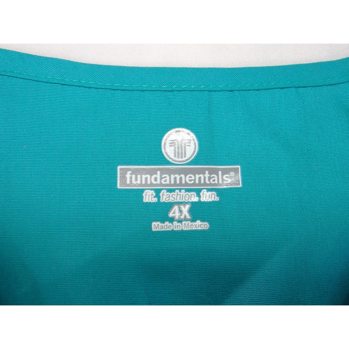 NWT Fundamentals White Swan Teal V Neck Scrub Top 4X Plus Size2