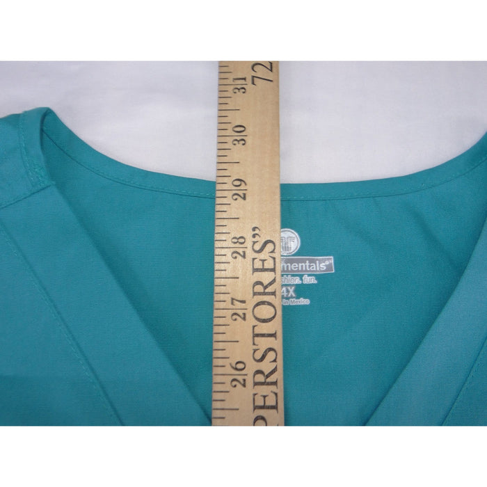NWT Fundamentals White Swan Teal V Neck Scrub Top 4X Plus Size5