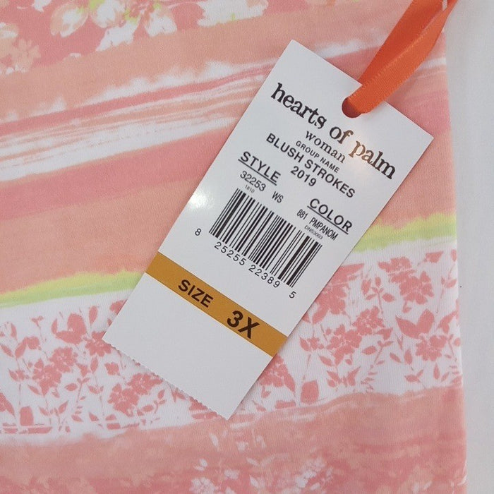 NWT Hearts of Palm Woman Blush Strokes Print V Neck Gathered Ring Top 3X1