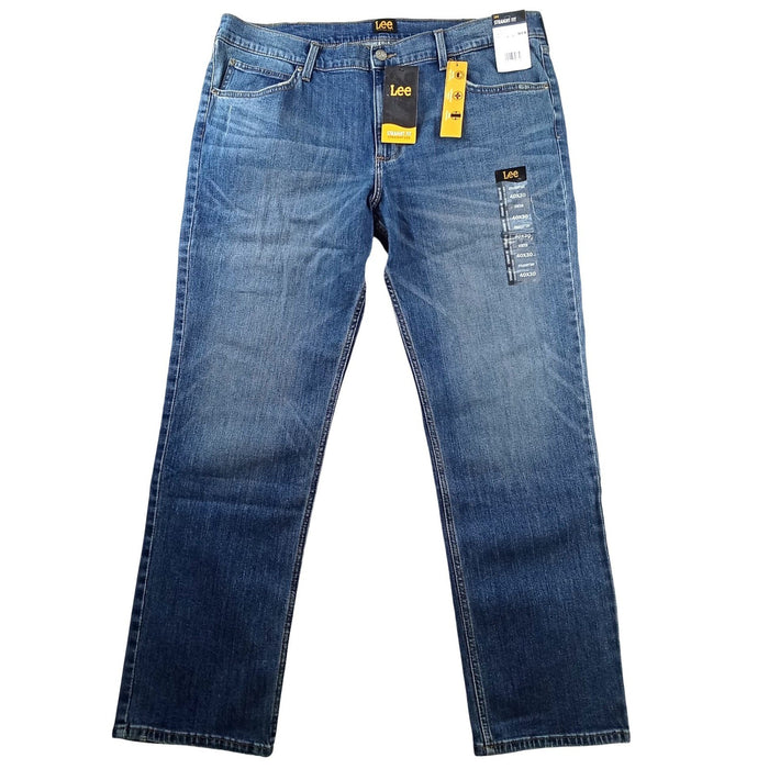 NWT Lee Mens Straight Fit Straight Leg Jeans Heath Blue 40x30 Premium Flex0