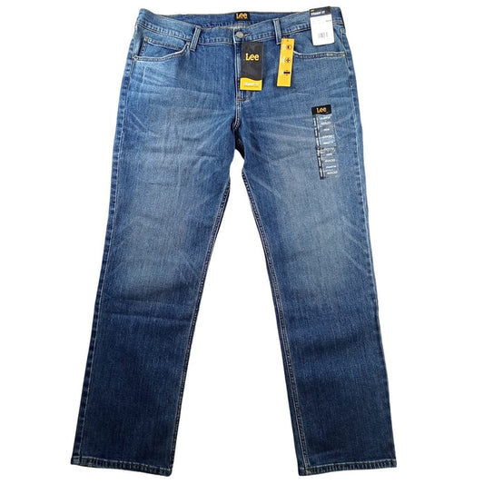 NWT Lee Mens Straight Fit Straight Leg Jeans Heath Blue 40x30 Premium Flex0