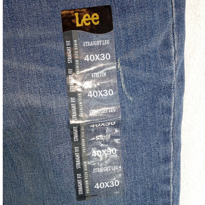 NWT Lee Mens Straight Fit Straight Leg Jeans Heath Blue 40x30 Premium Flex1