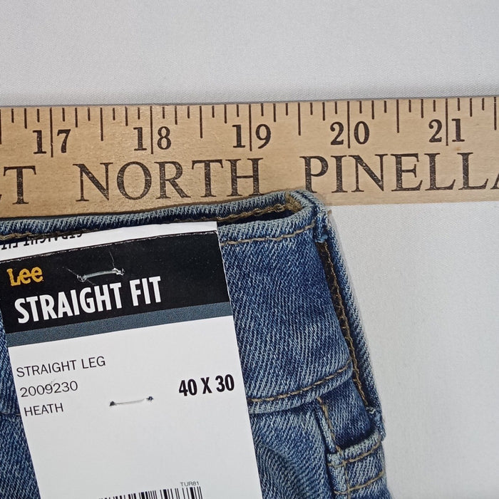 NWT Lee Mens Straight Fit Straight Leg Jeans Heath Blue 40x30 Premium Flex4