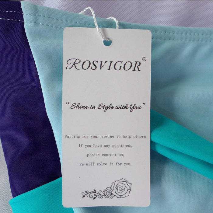 NWT Rosvigor Womens Plus Size 3XL Colorblock Bikini Set Purple Teal High Waist4