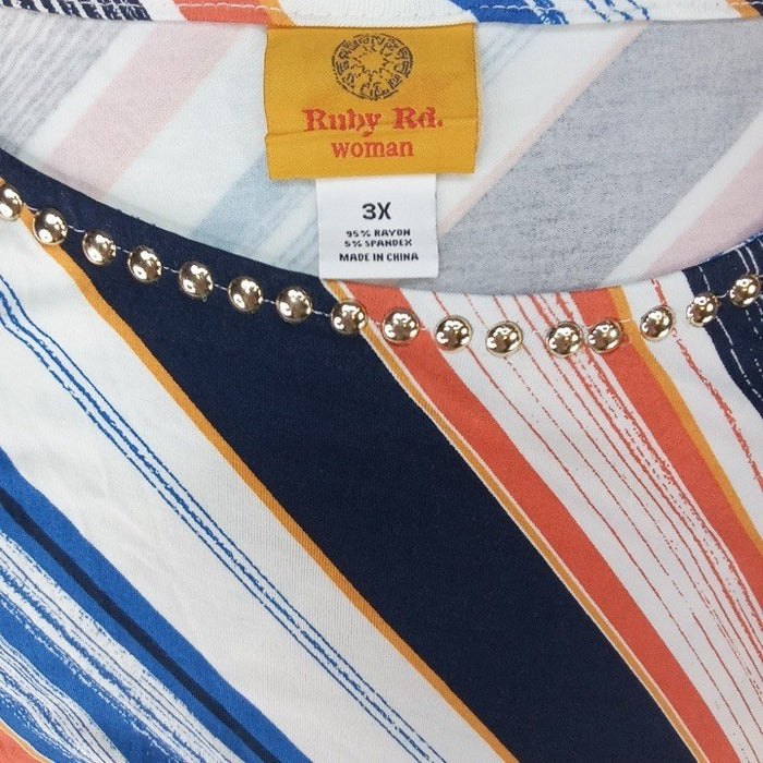NWT Ruby Rd Woman Bright Idea Striped Twisted Front Top 3X1
