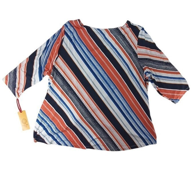 NWT Ruby Rd Woman Bright Idea Striped Twisted Front Top 3X2