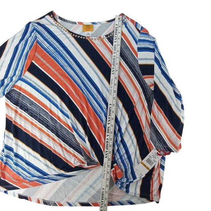 NWT Ruby Rd Woman Bright Idea Striped Twisted Front Top 3X5