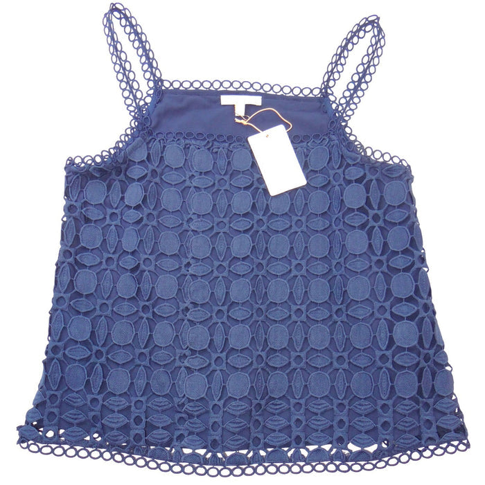NWT Skies Are Blue Navy Blue Geometric Eyelet Lace Tank Top Camisole Small0