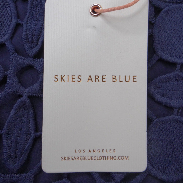 NWT Skies Are Blue Navy Blue Geometric Eyelet Lace Tank Top Camisole Small2