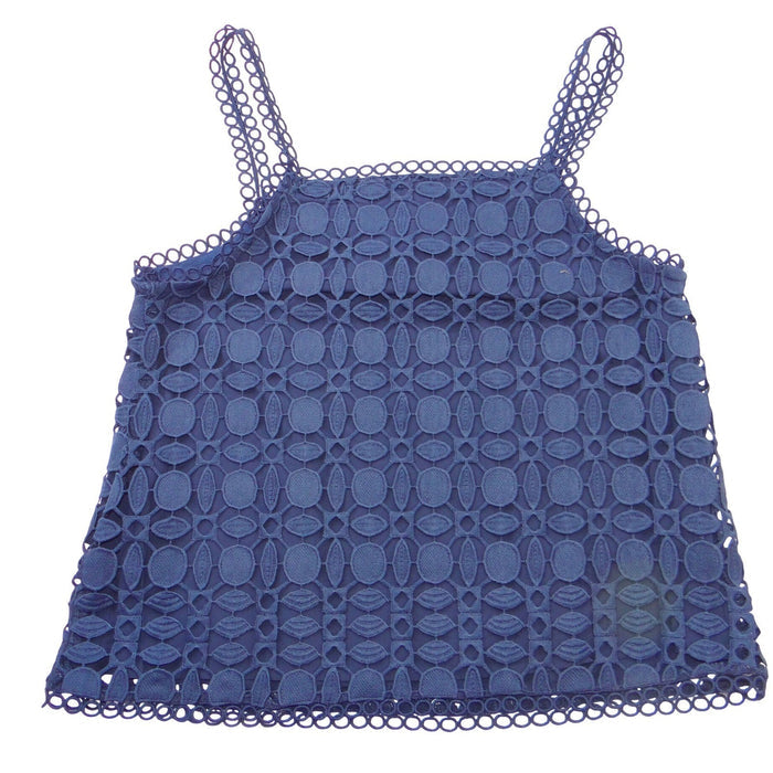 NWT Skies Are Blue Navy Blue Geometric Eyelet Lace Tank Top Camisole Small4