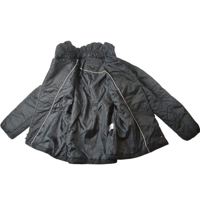 NWT Vintage Black Quilted Belted Puffer Jacket Stand Collar Full Zip Women's M6