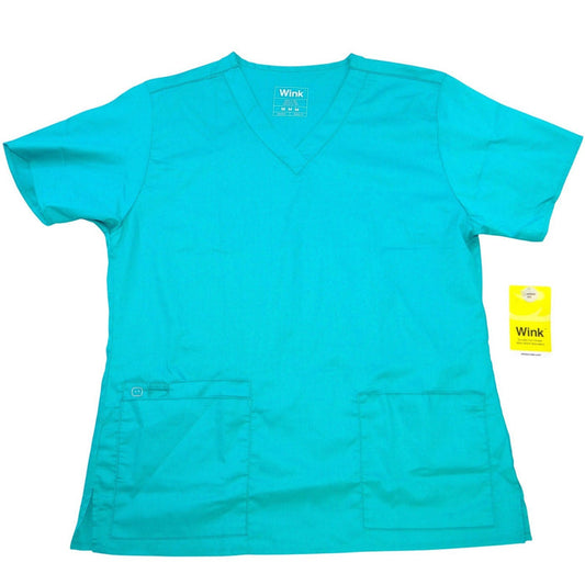 NWT Wink Womens Classic Fit V Neck Scrub Top Teal Blue Medium0