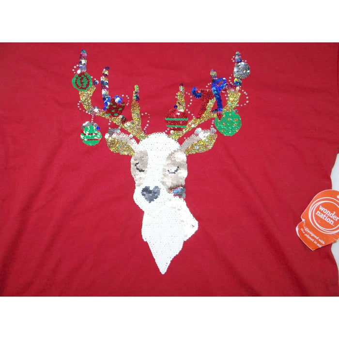 NWT Wonder Nation Womens Red Reindeer Sequin Ugly Christmas Sweater Shirt XXL5